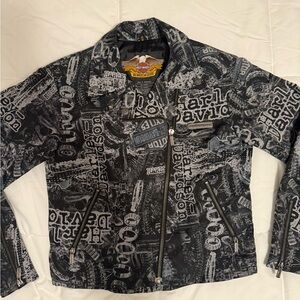 Harley-Davidson Black and Gray Graphic nylon  Jacket